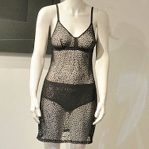 Black Burnout Animal Pattern Babydoll Sleep Set